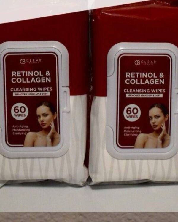 RETINOL & COLLAGEN CLEASING WIPES, CLEAR BEAUTY