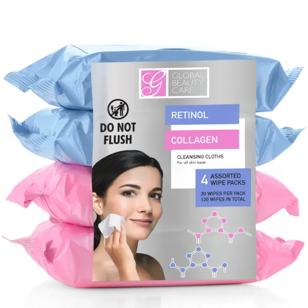 RETINOL & COLLAGEN CLEANSING WIPES, CLEAR BEAUTY